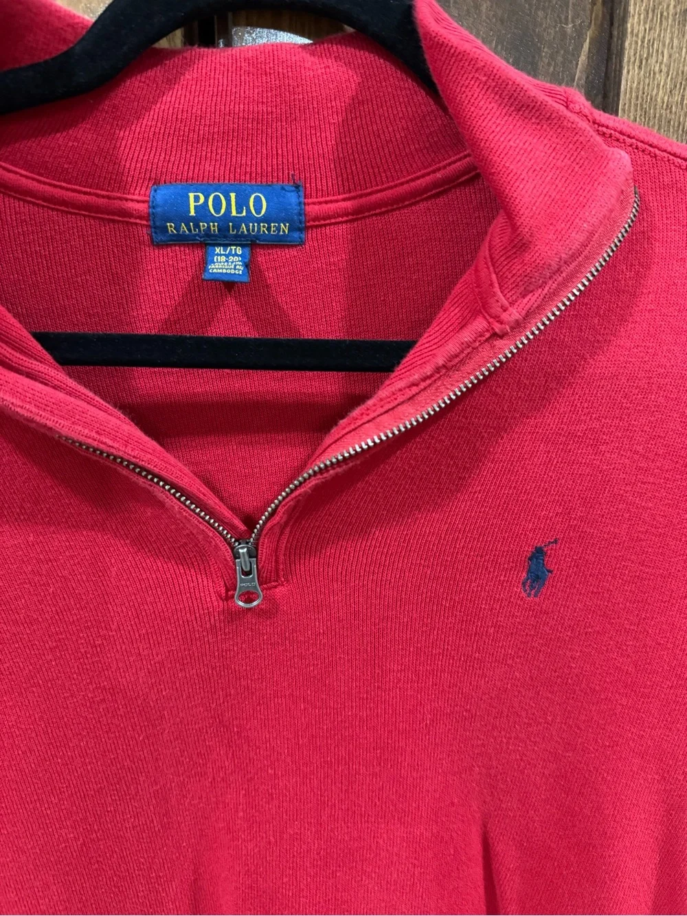 Polo by Ralph Lauren Boy XL Red Quarter-Zip Sweater